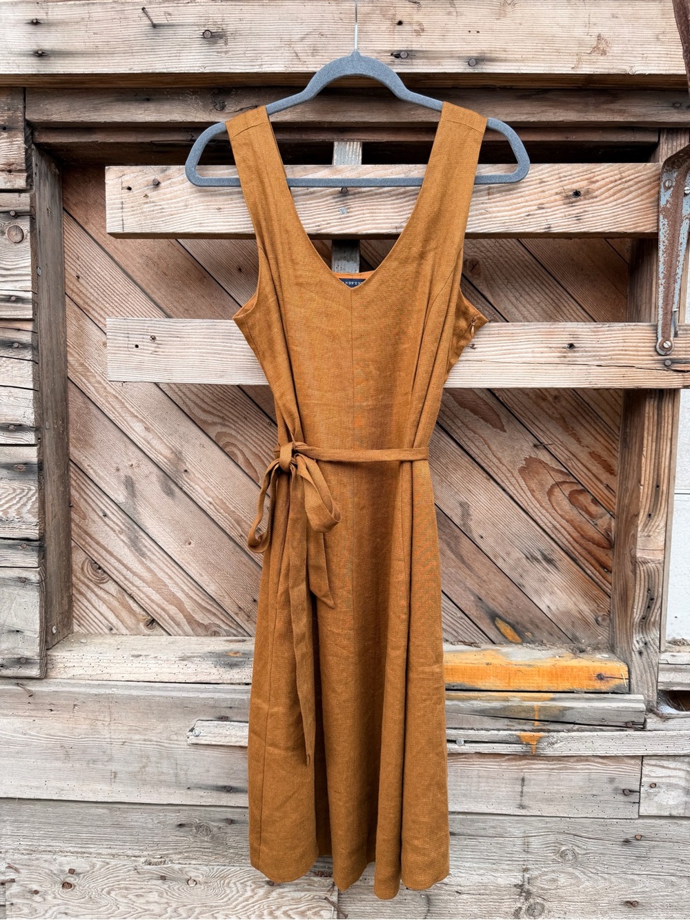 Lands' End Sleeveless Wrap Midi Dress in Rust